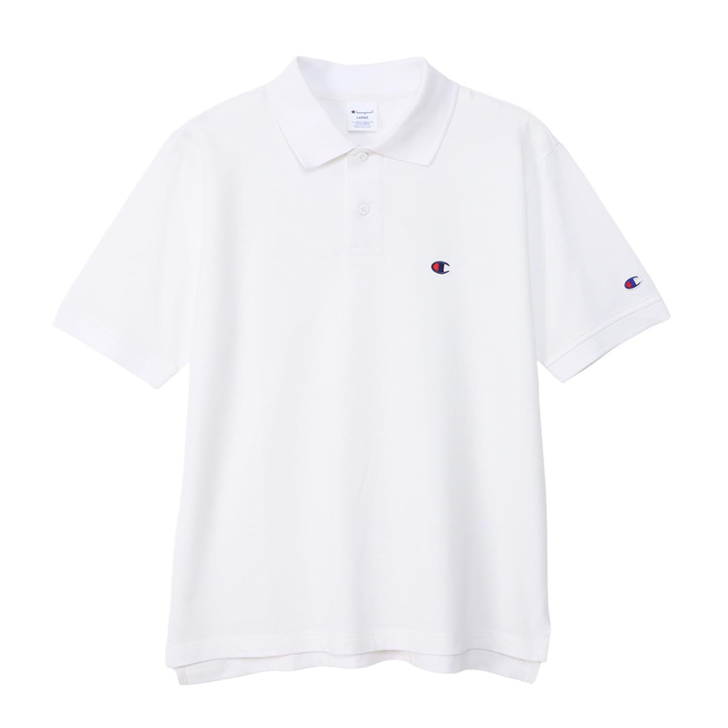 

Champion Short Sleeve Polo Embroidered M C3-Z358Z Men s Shirt, 100% Cotton, Logo, Basic, White, белый