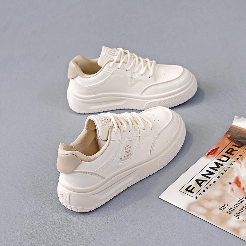 

Осень новая корейская версия кожаные белые туфли женские студенческие корейская версия универсальные повседневные туфли для детей 35 бежевый