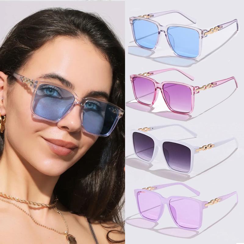 4pack Fashion Womens Sunglasses Square Style Sun Glasses Accessories Gradient Lens Anti-UV400 Luxury Brand Oculus Eyeglasses