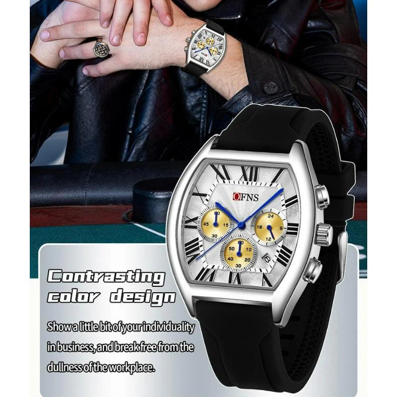 Man Wristwatch Fashion Luxury Waterproof Silicone Strap Quartz Men's Watches Sports Auto Date Chronograph Simple Clocks