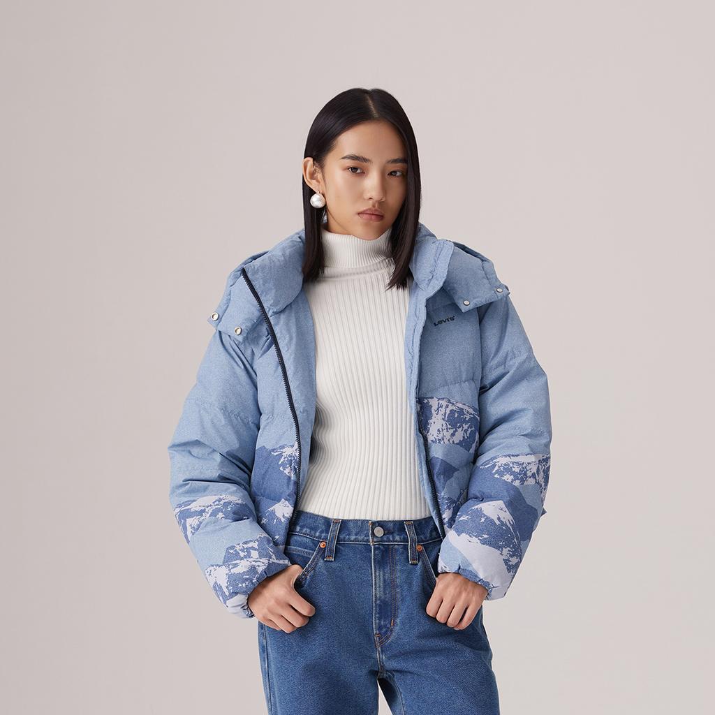 Levis Winter Warm Series Simple Comfortable Stylish Casual Versatile Hooded Down Jacket Women Outerwear 0051D-0001