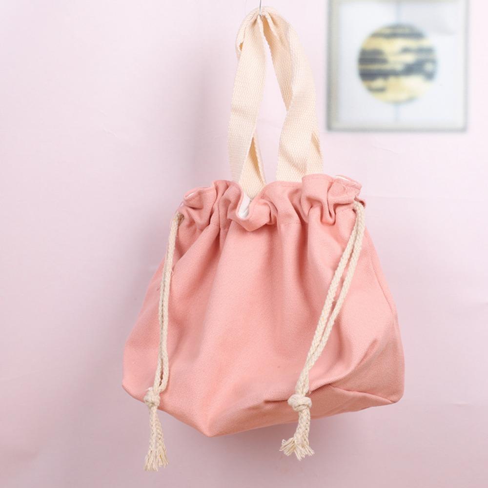 Kawaii Drawstring Storage Bag Solid Color Portable Toiletry Bags Sweet Cartoon Cosmetic Bag  Girls