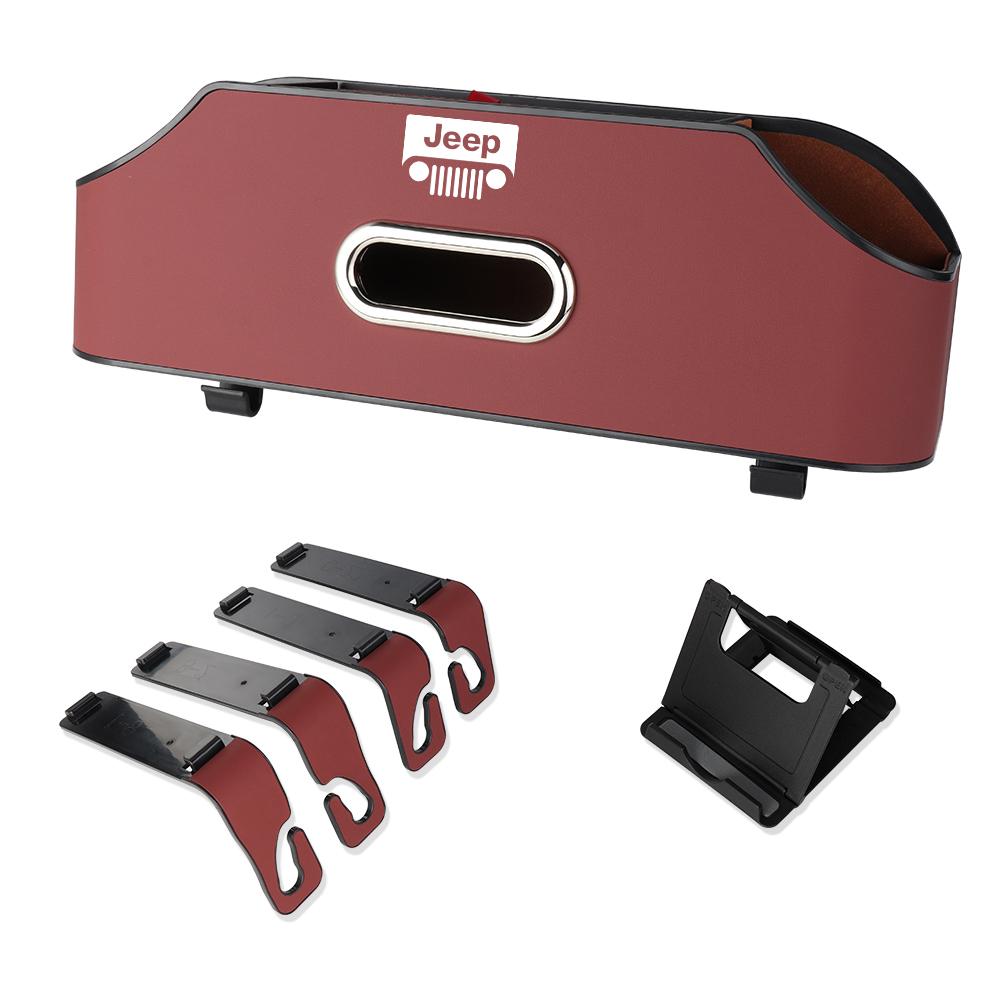 PU LeatherCar Seat Back Storage Box Tissue Box Water Cup Mobile Phone Holder For Jeep Renegade Patriot Wrangler Cherokee Compass AKN1