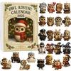 Owl 24 Days Christmas Countdown Calendar with 2D Flat Acrylic Owl Ornaments Christmas Advent Calendar Holiday Countdown Calen