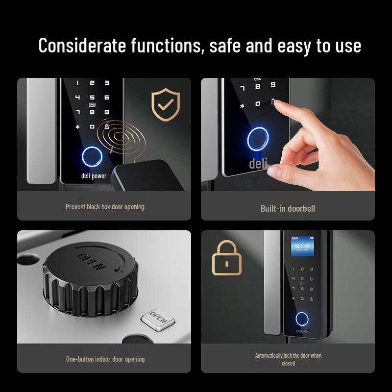 Deli AL195 Smart Fingerprint Glass Door Lock CN plug (adapter included)