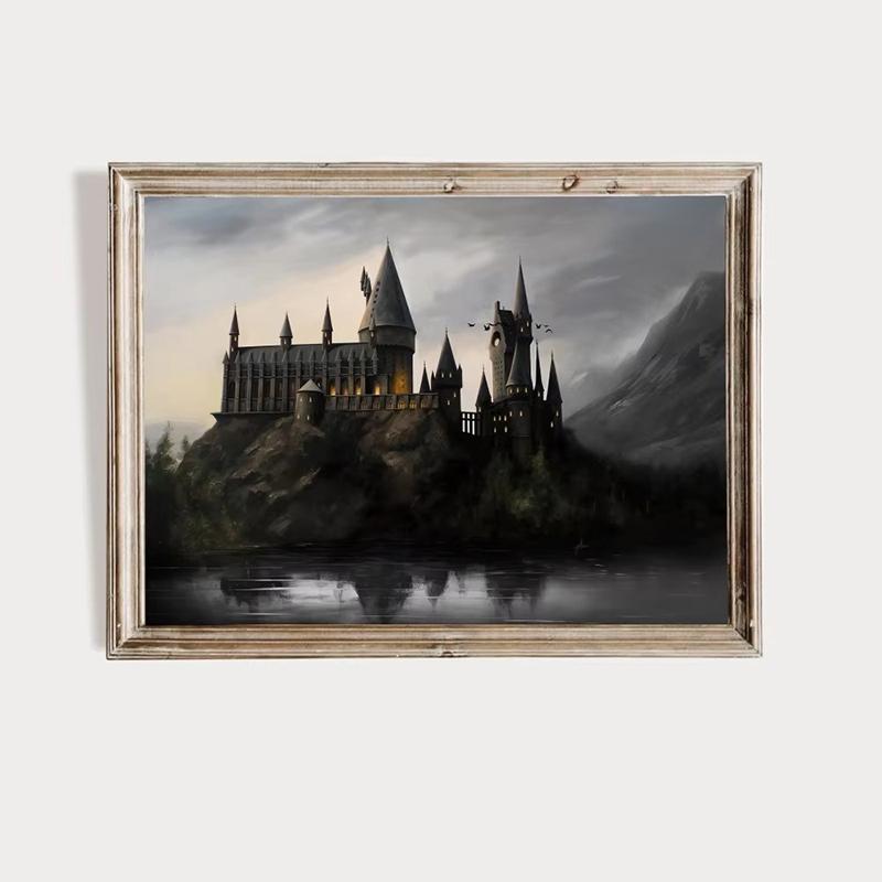 Magic Wizard School Poster Owl Library Castle Canvas Printing Oil Painting Wall Art for Home Room Decoration Hanging Painting