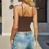 Women's Summer Twist Front Tank Top Spaghetti Strap Slim Fit Casual Crop Top Sleeveless Stretchy Camisole Shirt