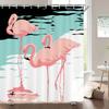 Flamingo Shower Curtain Fabric Waterproof Polyester Bathroom Curtains Pink Birds With Hooks 240X180 Decoration Bath Screen