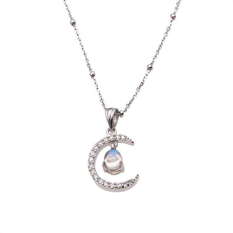 Piedra de Luna Circonita Luna Encanto Collares Creativo Elegante Aspecto Cadena de Clavícula Reunión Para Reunión Joyería Mujer Gargantilla Encanto Elegante