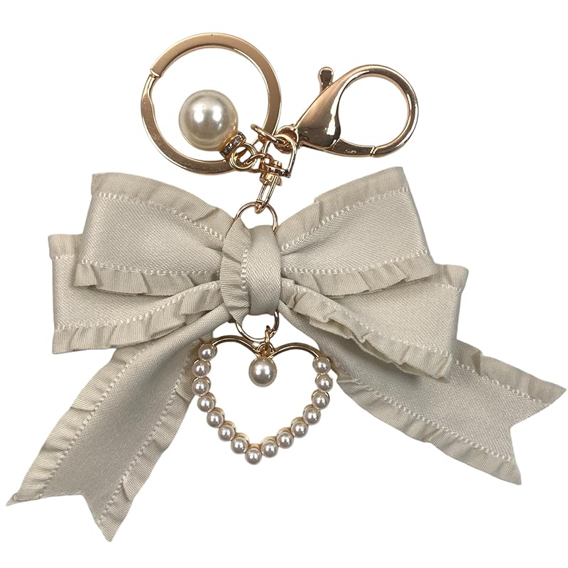 

[GrandslamEX] ribbon Ribbon pearl accessories charm key ring key ring strap key chain Smartphone pouch AirPods pro wallet cute simple Fashionable