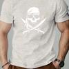 Summer Unisexs Pirate Skull Print Round Neck Tshirt Casual 100 Pure Cotton Soft Breathable Holiday Versatile Short Sleeved Shirt