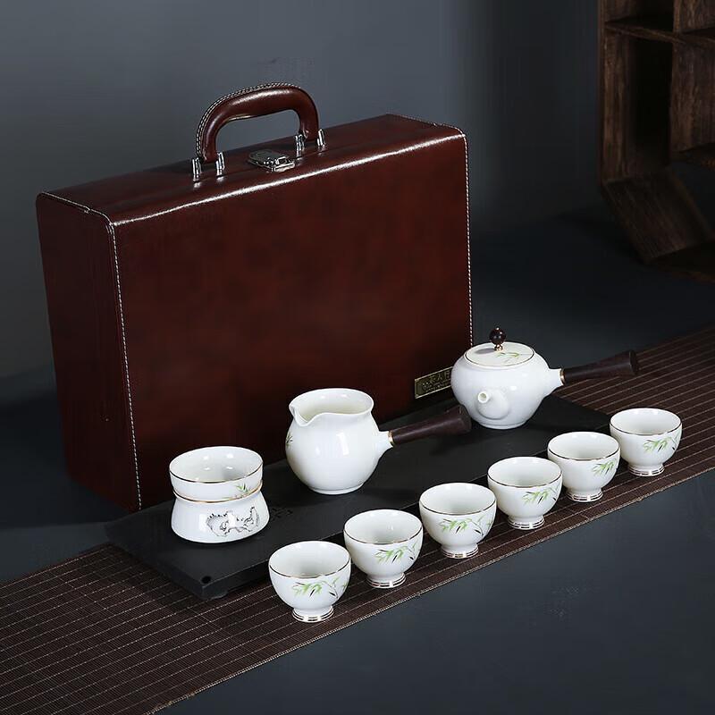 Cha Xun Mutton-fat Jade White Porcelain Kung Fu Tea Set, 11-Piece