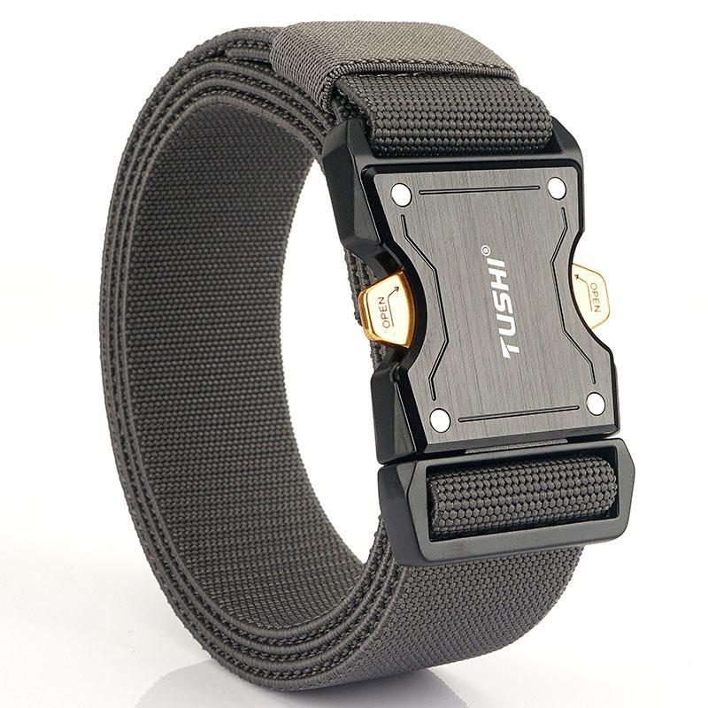 

Aluminum Alloy Buckle Nylon Waist Belt Men s Outdoor Quick-drying Knitted Elastic Trousers 125cm