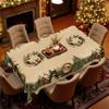 European Christmas Tablecloth, Waterproof And Oil-Proof Printed Dining Table Cloth, Santa Claus Snowman Pine Cone Printed Dining Table Tablecloth