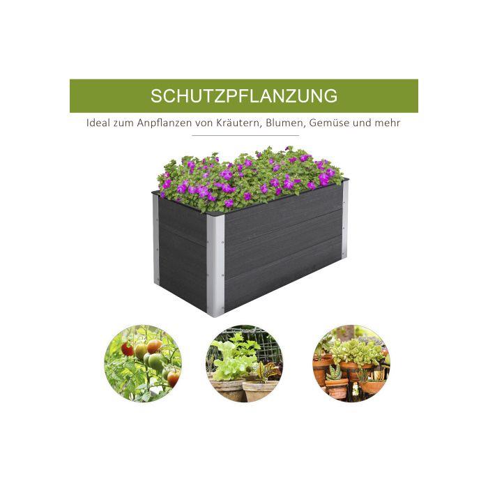 Plant Trough - MUVOE - Raised In WPC and Aluminum - Grey - 100x50x50cm - Weather-resistant