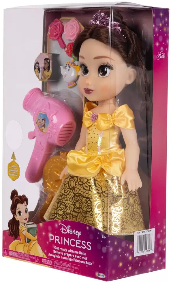 Disney Princess Frozen Hair Care Set (1784991) for Toddler Dolls, Includes Hair Dryer, Hairbrush, and Accessories (Belle) [Parallel Import]