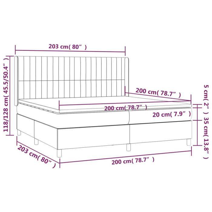 VidaXL Sommier à Lattes de Lit avec Matelas et LED, Lit Rembourré avec Tête de Lit, Lit Double, Lit Adulte de Chambre, 3138501