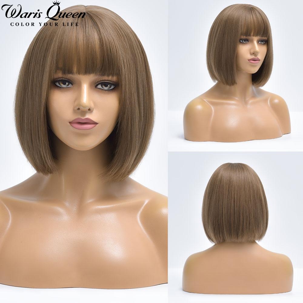 Short Bob Wig With Bangs Orange Stright Wigs For Women  Natural Lolita Daily Party Cosplay Hair Heat Resistant Synthetic Wigs