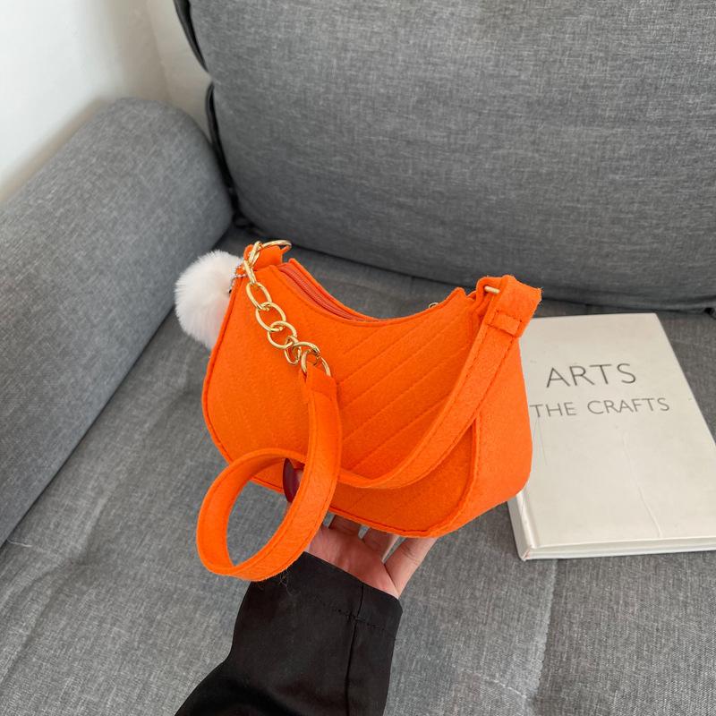 1Pcs Simple Light Weigh Underarm Bags Women'S Mini Felt Shoulder Bag Ergonomic Underarm Saddlebag Purse Shoulder Pouch