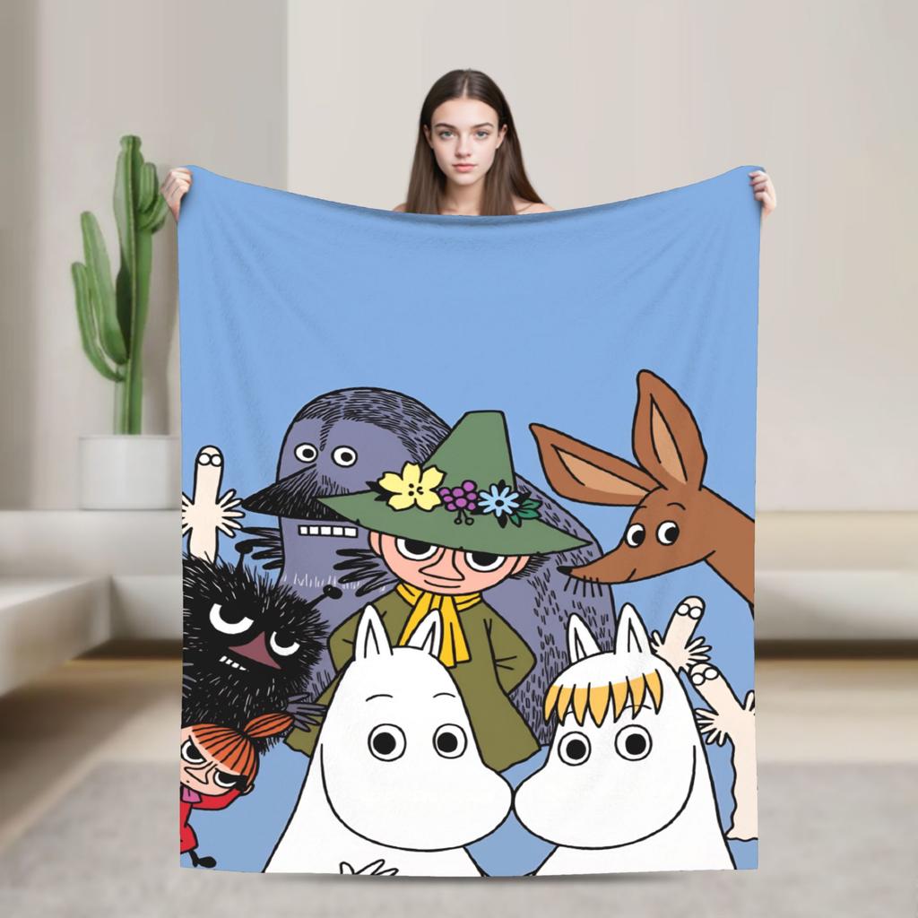 Coperta Morbida Moomin Carina per Divano Letto Coperta da Viaggio Casual Campeggio Invernale Flanella Copriletto