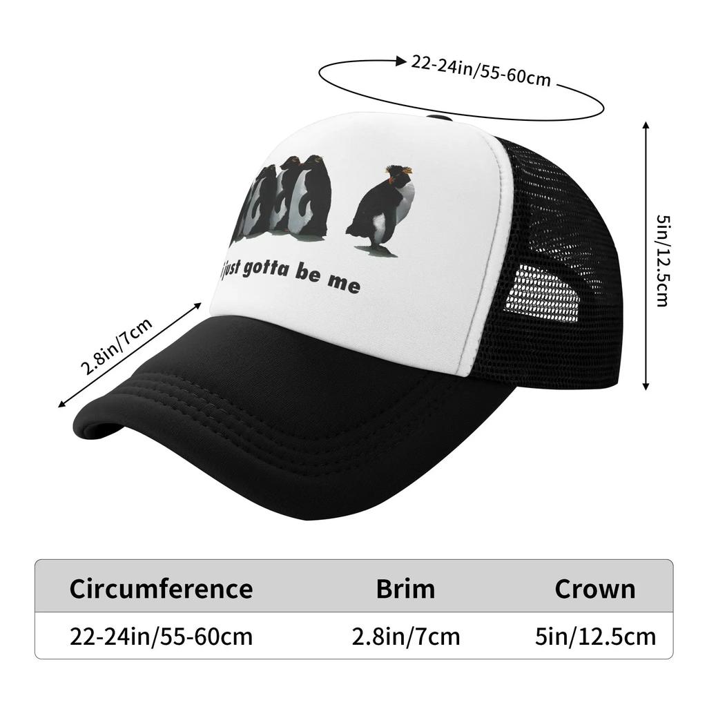 I Just Gotta Be Me Funny Penguin Snapback Hat For Men Women Summer Cooling Mesh Side Sun Hats Caps For Casual Headwear