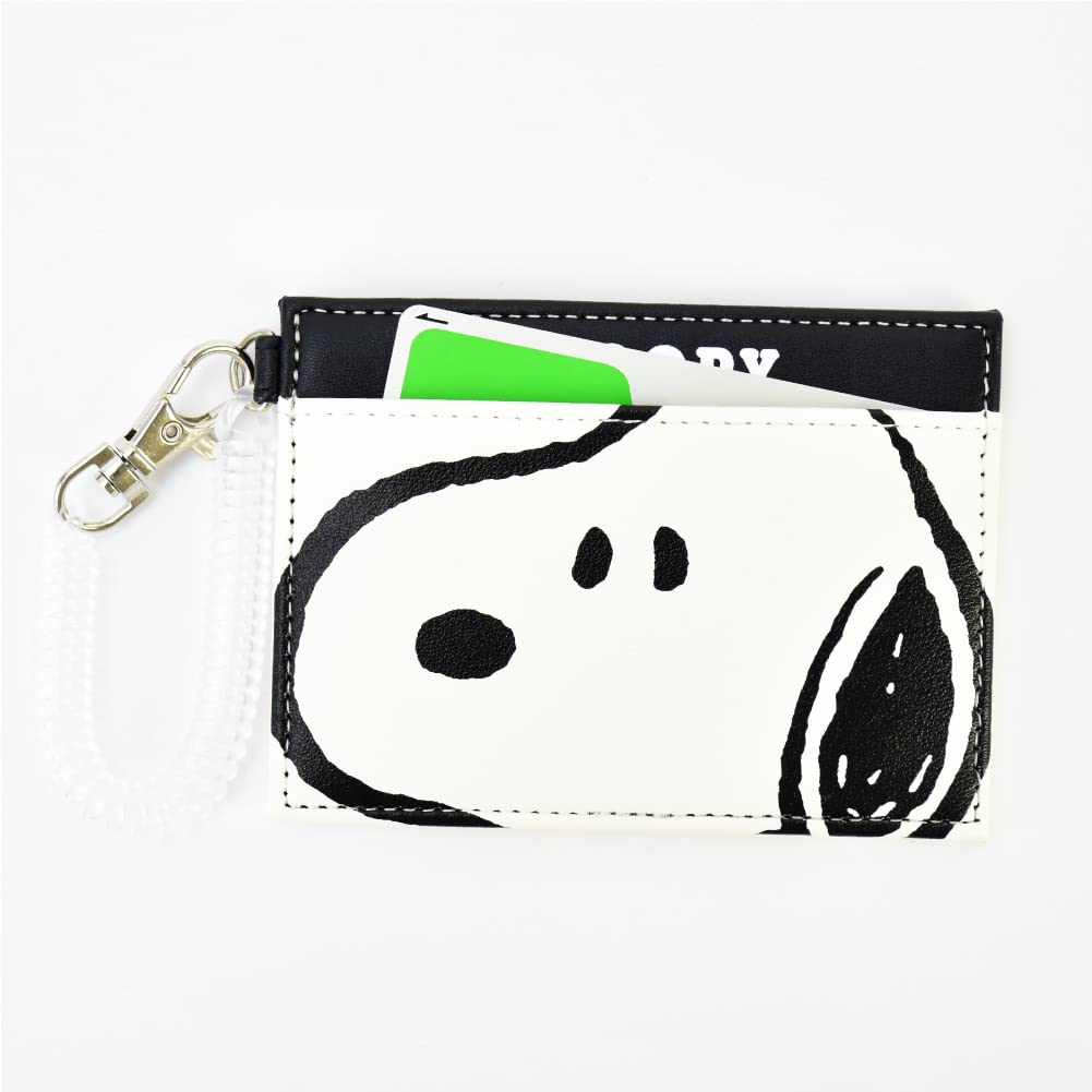 Pass Commuter Pass Card 2 Synthetic PU with Coil Face Up SN [Snoopy] Case, Holder, Case, Cards, Leather, Leather, Mini, Small, Chain, Simple, 0096,
