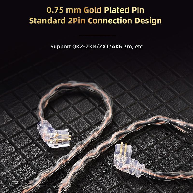 Qkz T1 Earphone Cable 8 Strand Copper Silver-Plated Upgrade Wire 3.5Mm Wired Headphone Cord For Zxn Zxt Ak6 Zs10 Edx Pro Zsr Cca