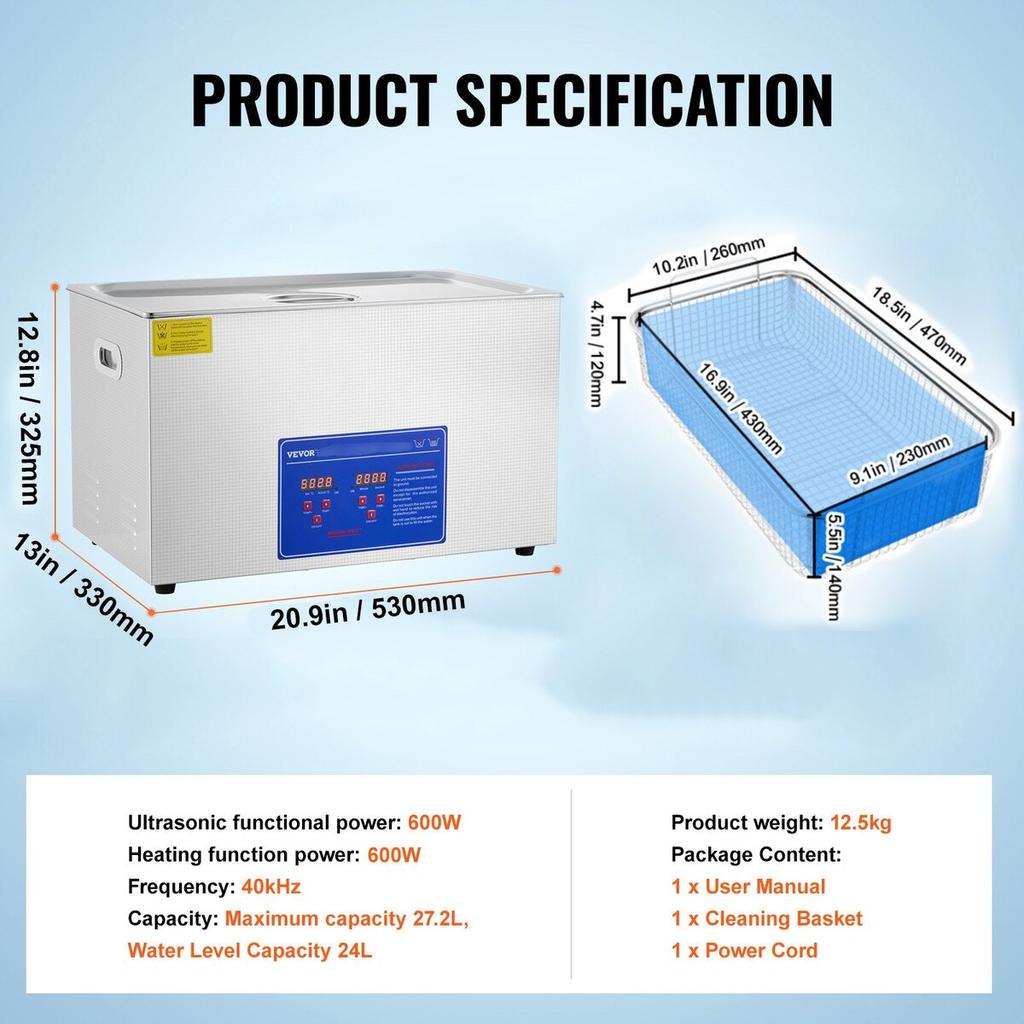 30L Ultrasonic Cleaner Machine Stainless Steel Ultrasonic Cleaning Machine Digital Heater Timer Jewelry Cleaning for Commercial Personal Home Use(30L)