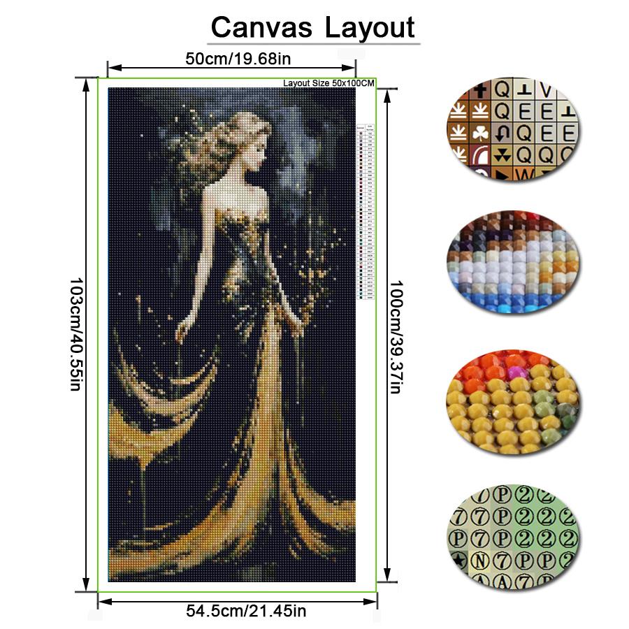 Abstrakte Frau Große Größe Diamantmalerei Fantasy Mädchen DIY Voll Quadratisch Rundbohrer Strass Stickerei Mosaik Kreuzstich-Kits