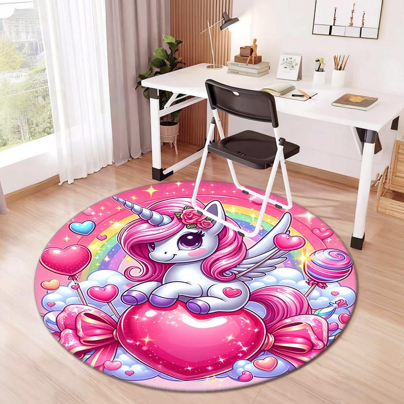 1PC cute cartoon unicorn Pattern printed Carpet Rug for Living Room Bedroom Home Sofa Decoration,Non-slip Floor Mat Floor mat