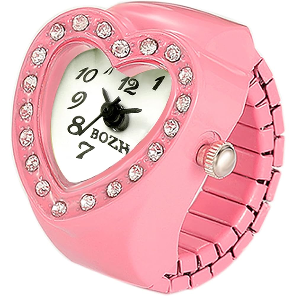 Jewelrywe Ring Watch Business Fashion Waterproof Flip Cover Numeric Dial Sports Quartz Stainless Steel