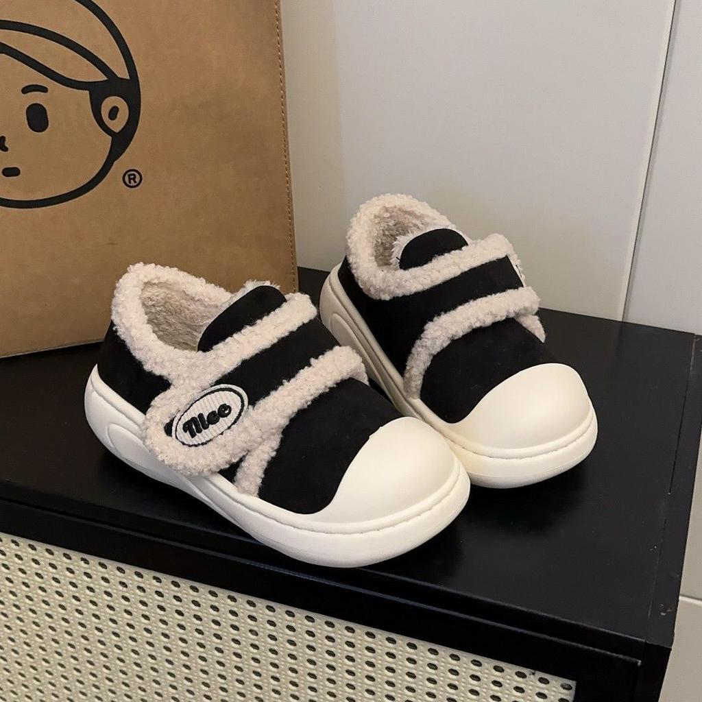 Cartoon Velcro Cotton Shoes 2025 Autumn and Winter New Cute Bear Thick-soled Velvet Warm Versatile Snow Boots