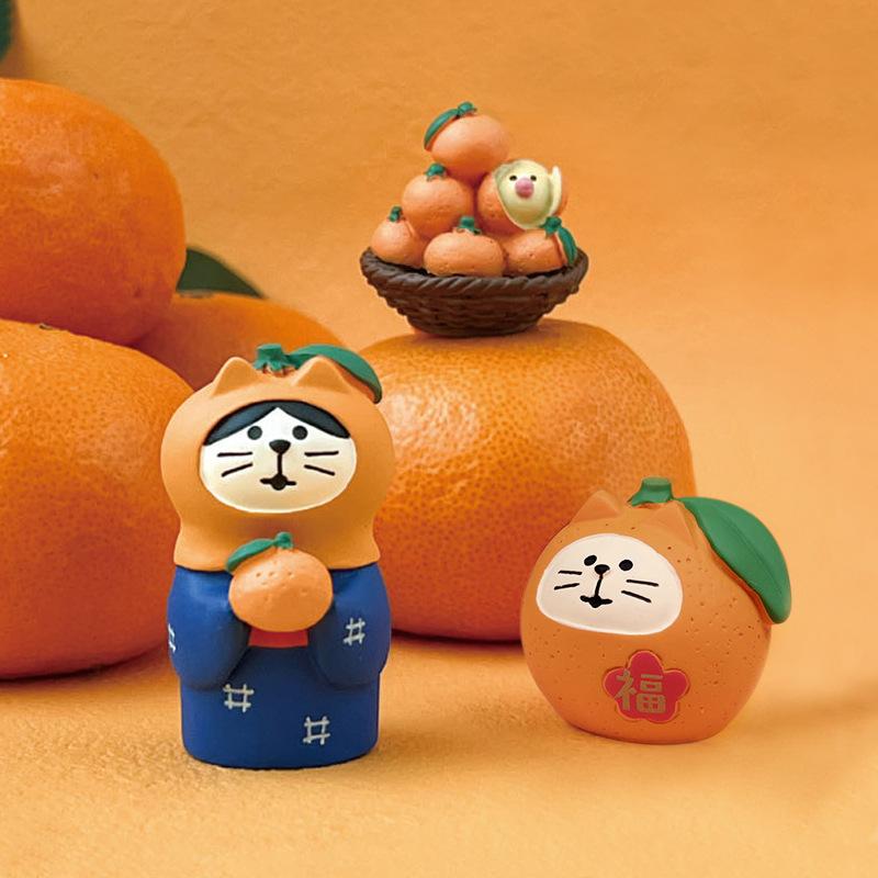 Orange Cat Citrus Cat Cute Handmade Decoration Item Cute Particle Home-made Resin Artwork Small Decoration Piece
