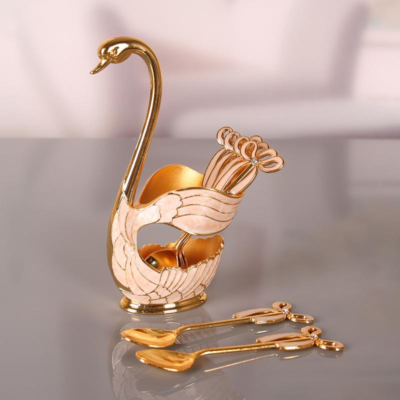 European Retro Coffee Spoon Creative Cygnus Stirring Spoon Mini Dessert Spoon Household Exquisite High-end Fruit Fork