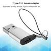 3Pcs USB3.0 to Type C3.1 Female Adapter Lanyard Electronic Transfer Connector(Silver +Lanyard )
