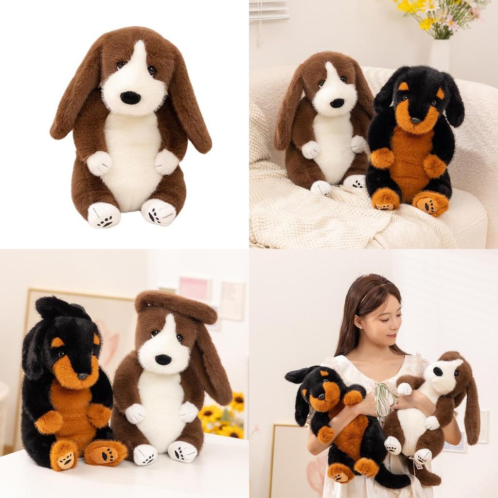 Authentic Dog Plush Figures In Rottweiler And Basset Hound Shapes With Premium Plush Material For Home Decor