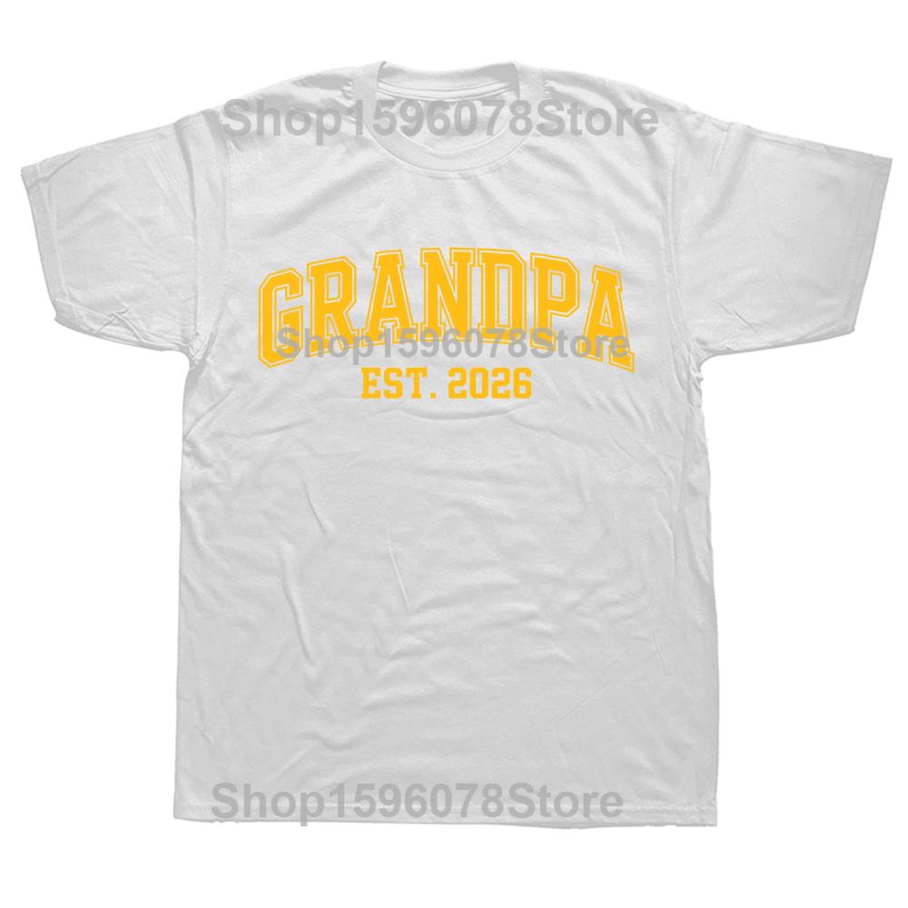 Funny Promoted To Grandpa Est 2026 Tshirts Men Fashion Casual 100 Cotton Loose Oversized Crewneck Collar Hip Hop T Shirt