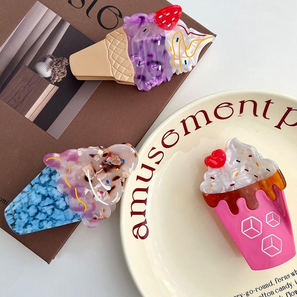 Erdbeere Frucht Kegel Haarklammer Eis am Stiel Essigsäure Hai-Kralle Süßes Eis Haarklammer Reise