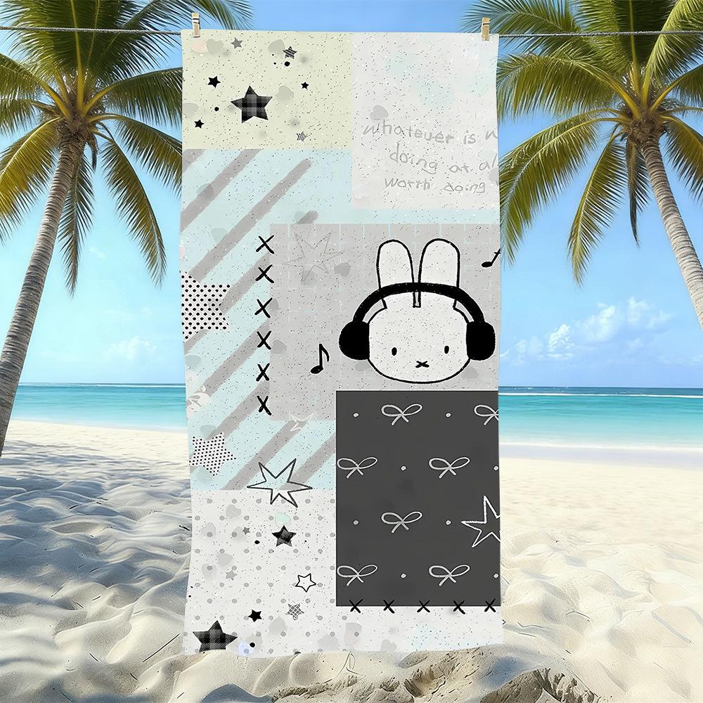 Miffy Rabbit Beach Towel Microfiber Quick Drying Absorbent Cartoon Printed Seaside Resort Bath Towel