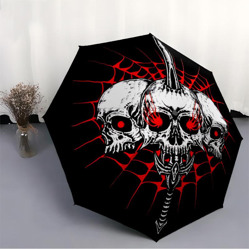1PC Skull Sword Automatic Folding Umbrella Automatic Open/Close, Automatic Folding, 8-Rib Durable Frame, Portable Travel Umbrella S10714