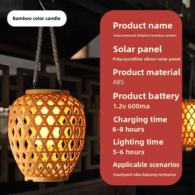 Solar Powered Bamboo Lantern Outdoor Homestay Courtyard Hand-held Chandelier Balcony Decorative Atmosphere Lantern