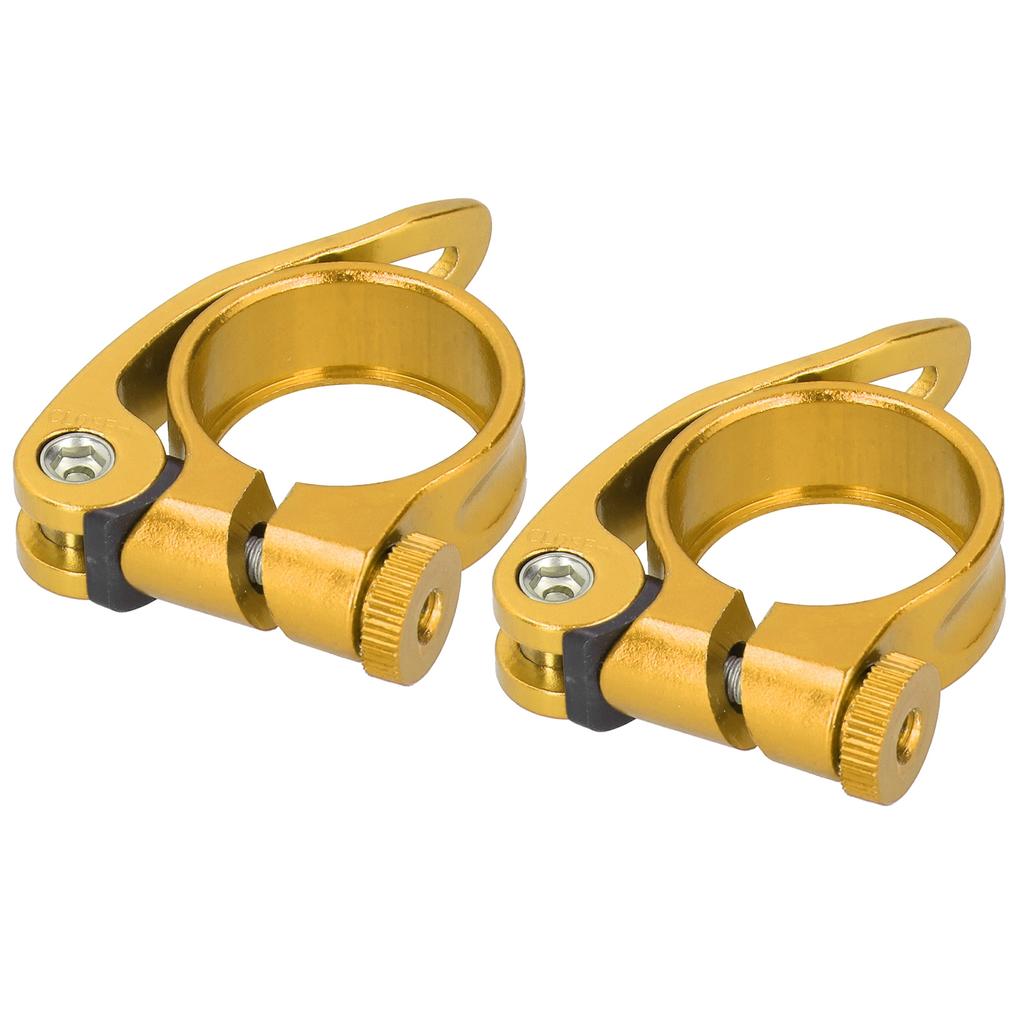 Set 2 Bucăți Colier Tijă Șa Bicicletă 31.8MM Clip cu Eliberare Rapidă pentru Tijă Șa Bicicletă 27.2MM Auriu