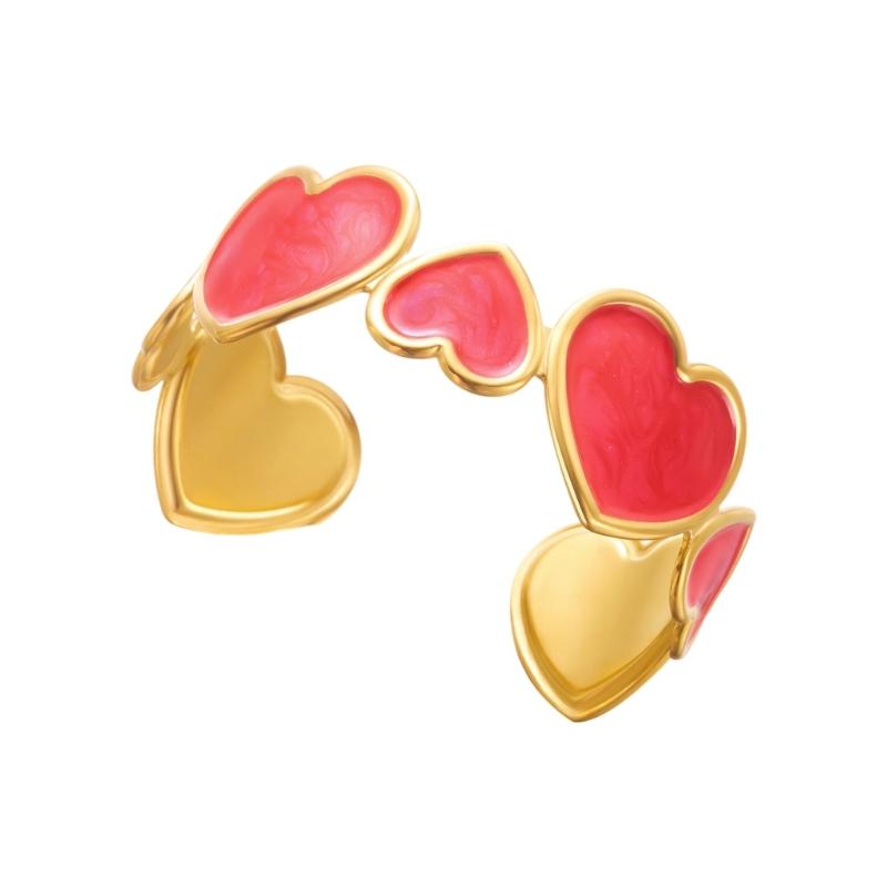 Elegant Geometric Love Shape Stainless Steel Cuff Bracelet Gold Tone Perfect for Women Fashion Jewelry and Gift Ideas