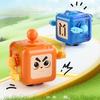 6-Side Stress Relief Cube Toy Multifunctional Anxiety Relief Cartoon Robot Sensory Cube with Spinning Arm Popping Button Joystick Toggle Switch