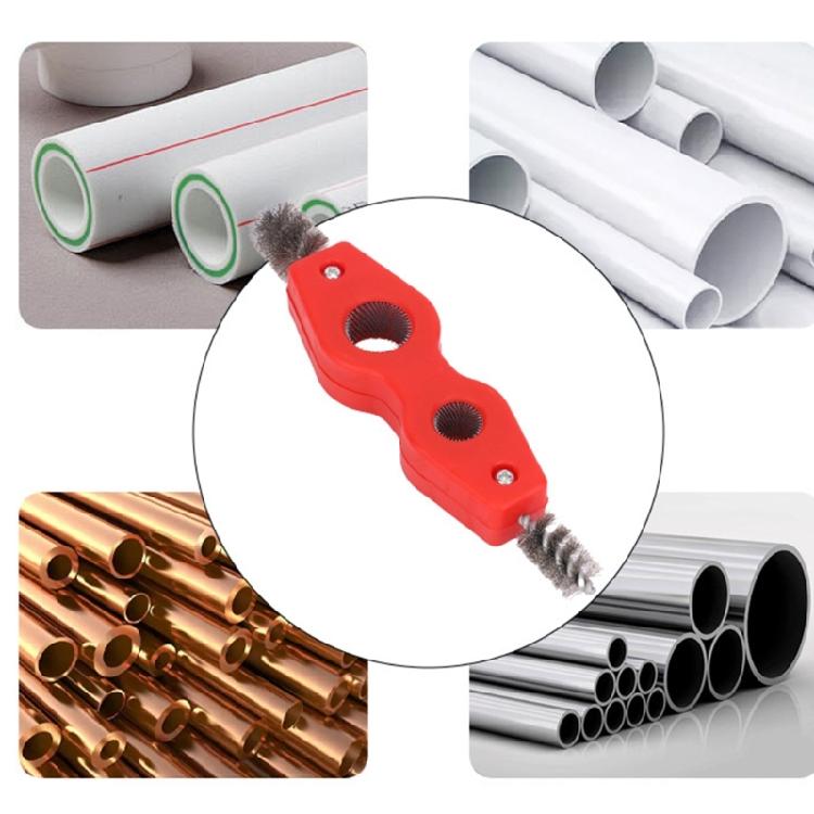 Copper Pipe Cleaner Plumber Deburring Brush Cleaner 1/2in & 3/4in Wire Brush Double Headed Inner Outer Thread Cleaner