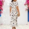 Women Plus Size V Neck Short Sleeve Fitted Printed Fishtail Dress