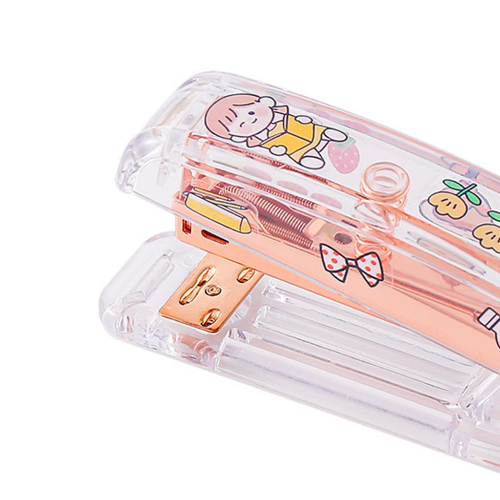 Desktop Stapler Multipurpose Portable Efficient Stylish Minimalist Rose Gold Transparent Stapler