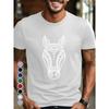European Sizes Men'S Graphic T-Shirt - Dark Grey/Black Tribal Horse Head Design - Soft Breathable Fabric for Everyday & Formal Wear