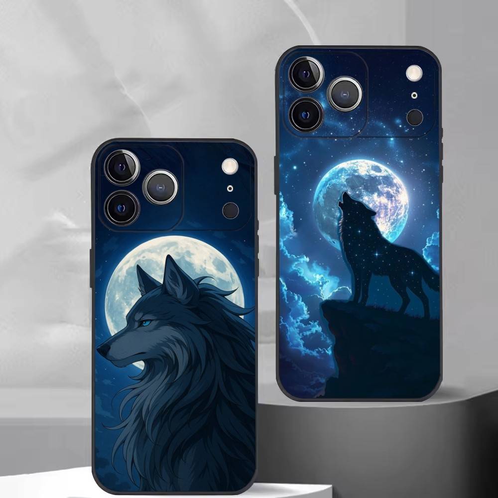 Moon Roaring W-Wolf Phone Case Silicone Soft For IPhone 17 16 15 14 13 12 11 X XR Plus Pro Max Plus