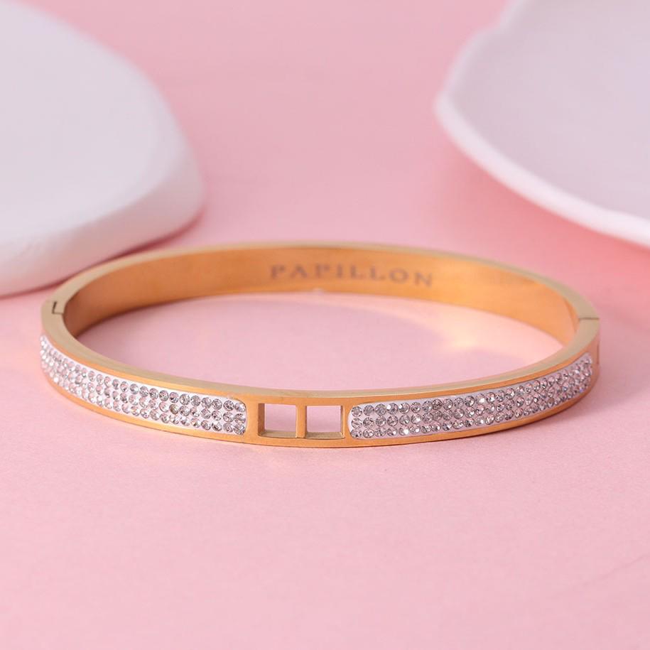 European H-Style Stainless Steel Diamond Inlaid Women's Bracelet: Fashionable, Light, and Luxurious